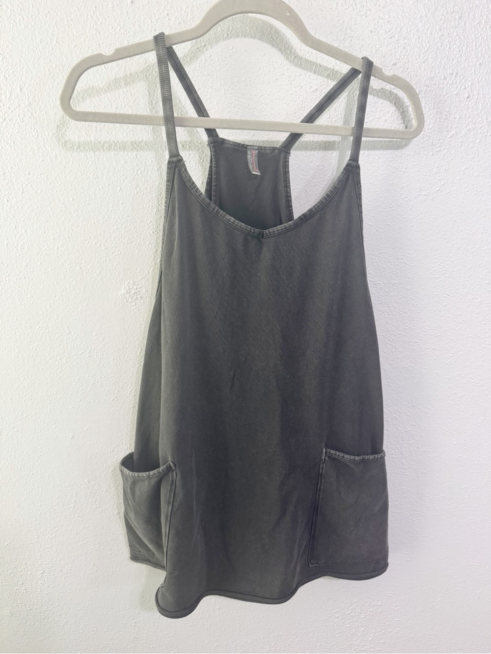 FP Movement by Free People Charcoal Gray Pocket Romper xs
